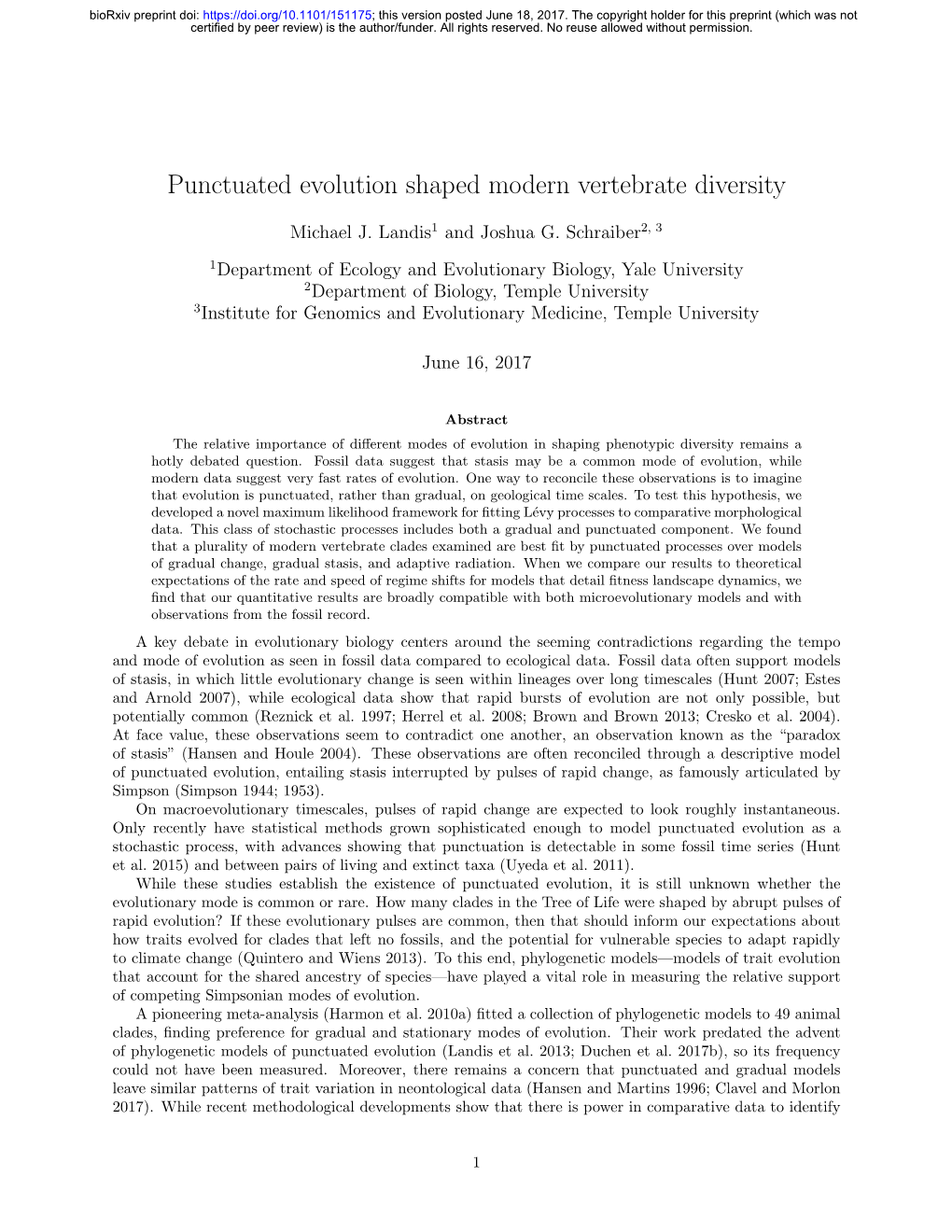 Punctuated Evolution Shaped Modern Vertebrate Diversity
