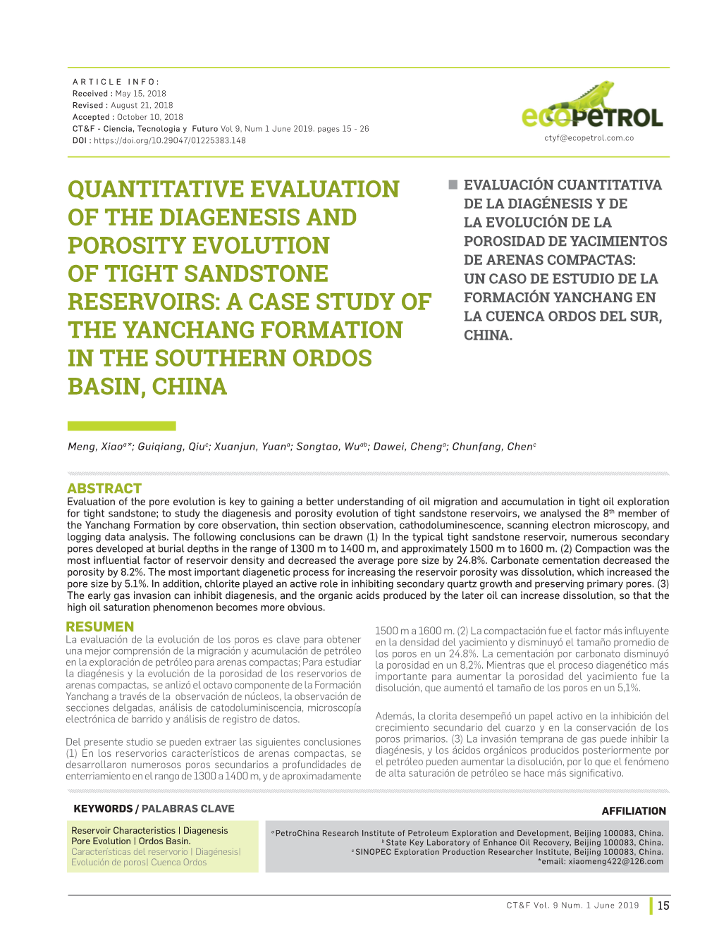 Quantitative Evaluation of the Diagenesis and Porosity