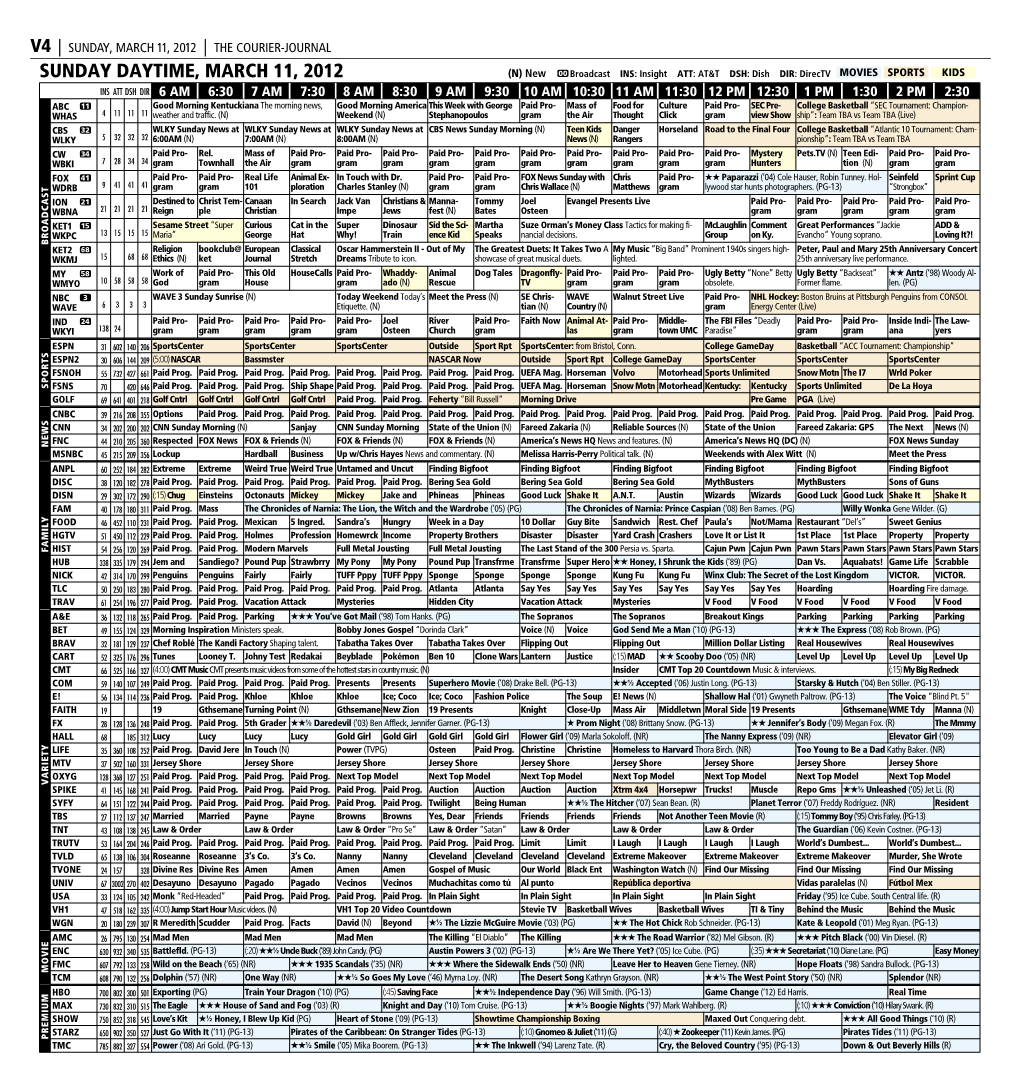 Sunday Daytime, March 11, 2012