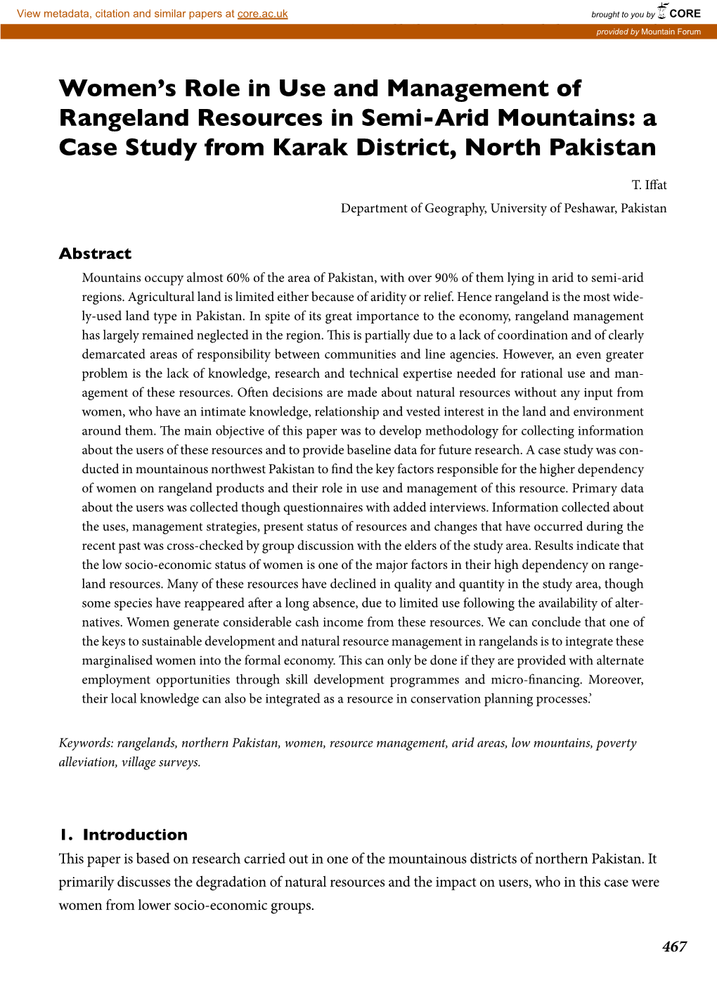 A Case Study from Karak District, North Pakistan