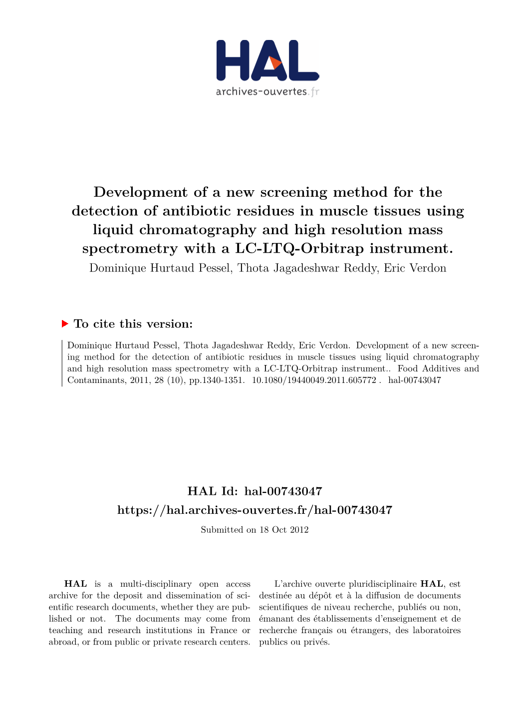 Development of a New Screening Method For