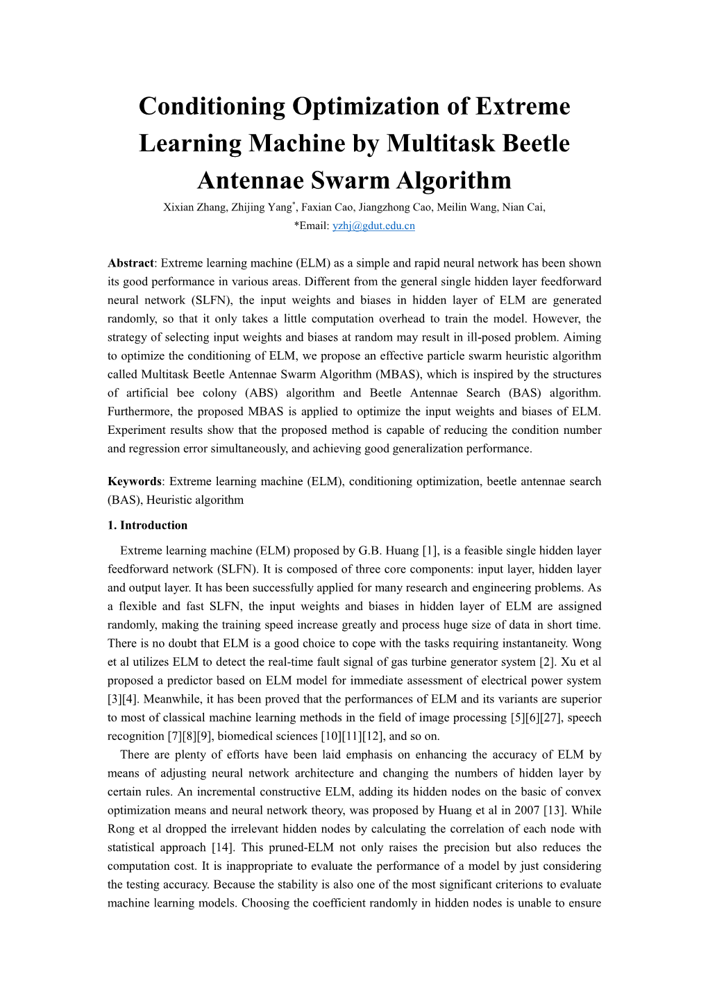 Conditioning Optimization of Extreme Learning Machine by Multitask