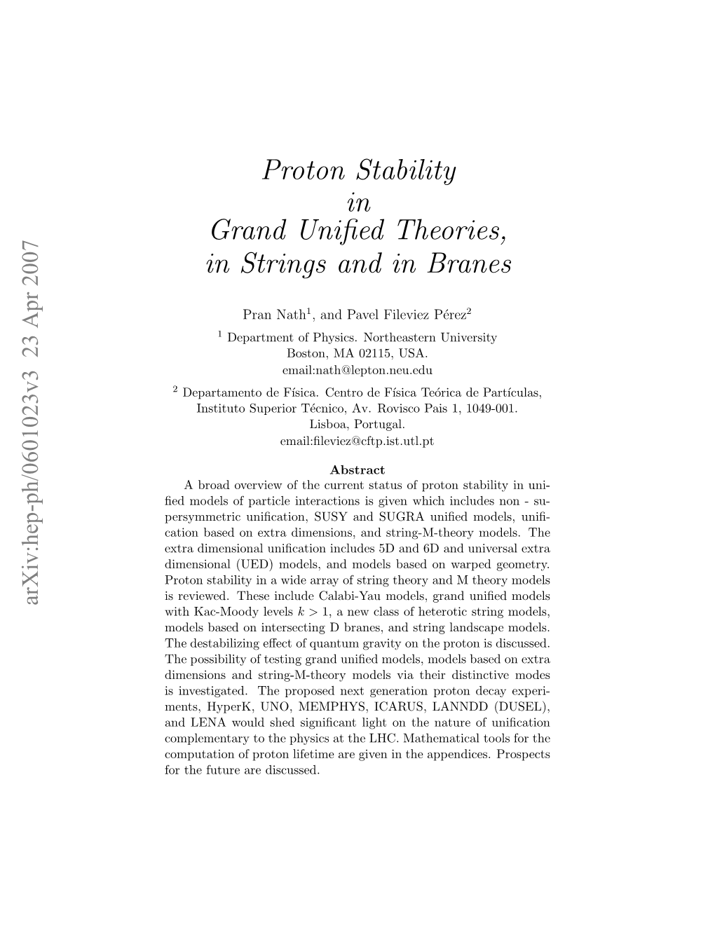 Proton Stability in Grand Unified Theories, in Strings, and in Branes