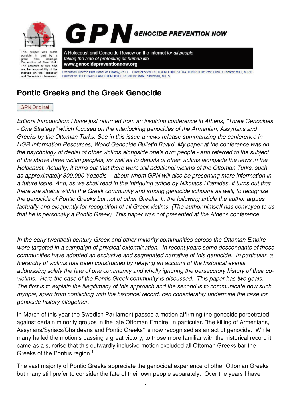 Pontic Greeks and the Greek Genocide