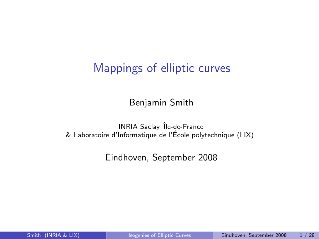 Mappings of Elliptic Curves