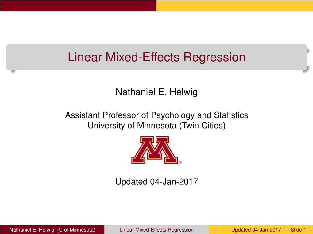 Linear Mixed-Effects Regression