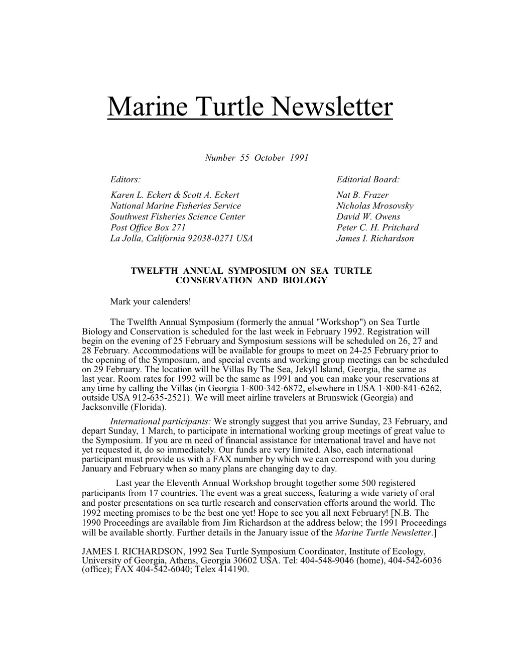 Marine Turtle Newsletter