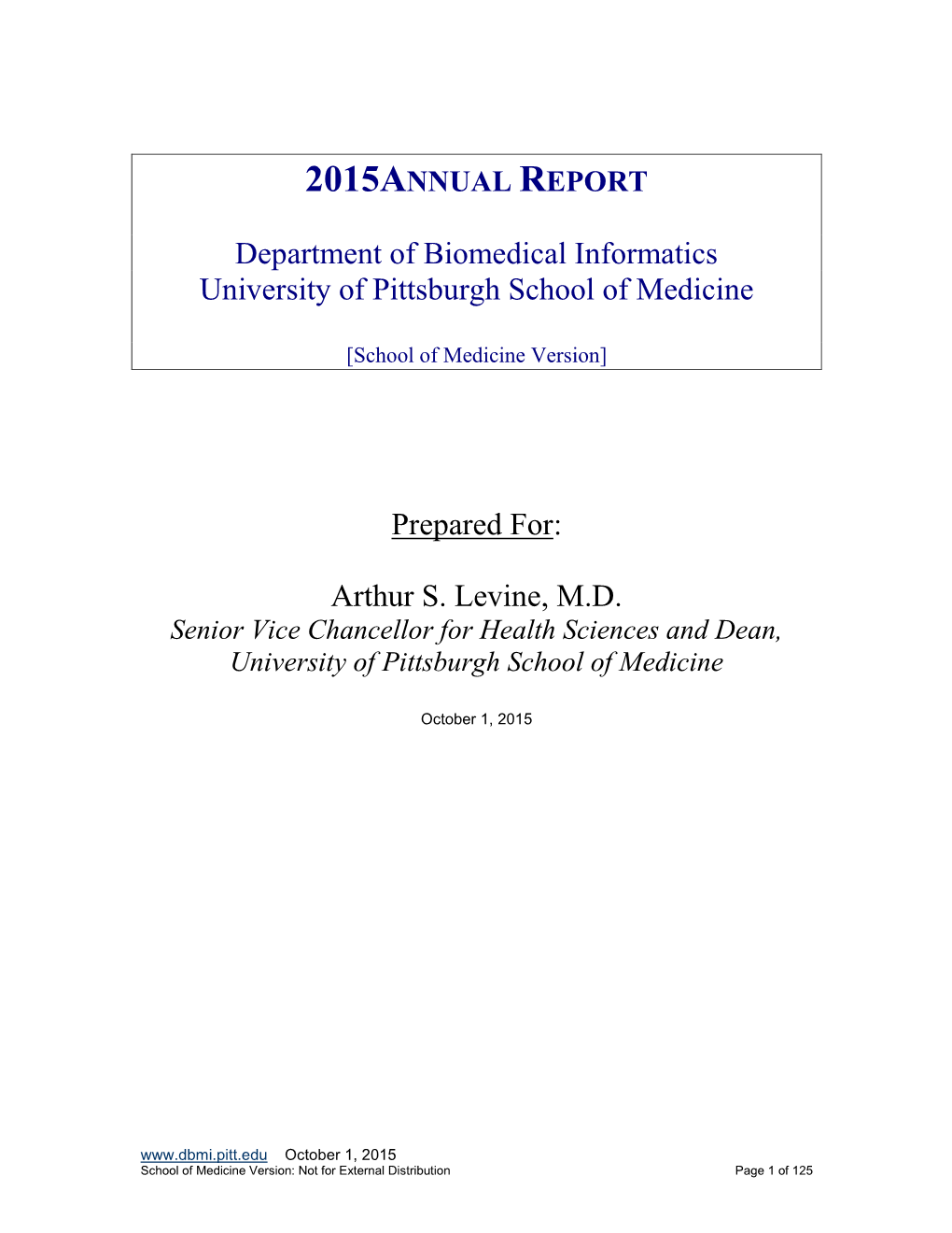Pitt DBMI Annual Report 2015