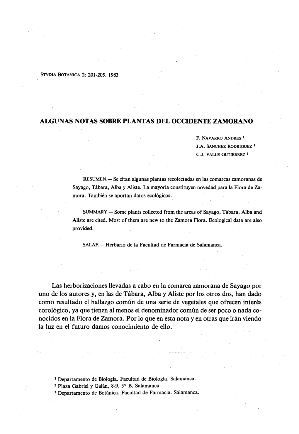 Algunas Notas Sobre Plantas Del Occidente Zamorano