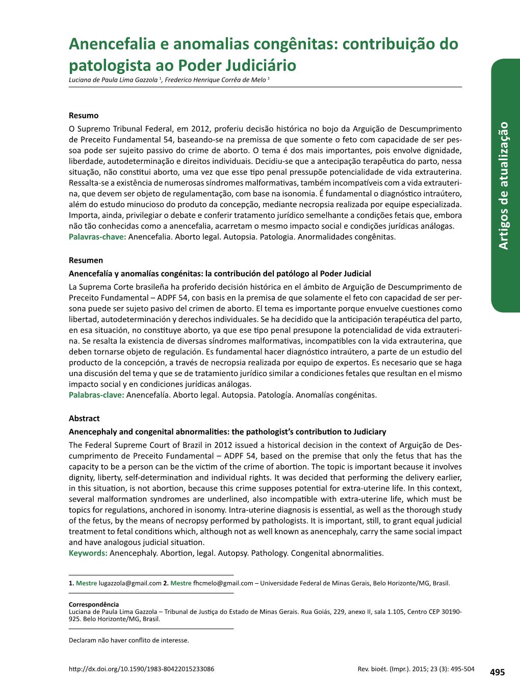 Anencephaly and Congenital Abnormalities: the Pathologist's Contribution to Judiciary