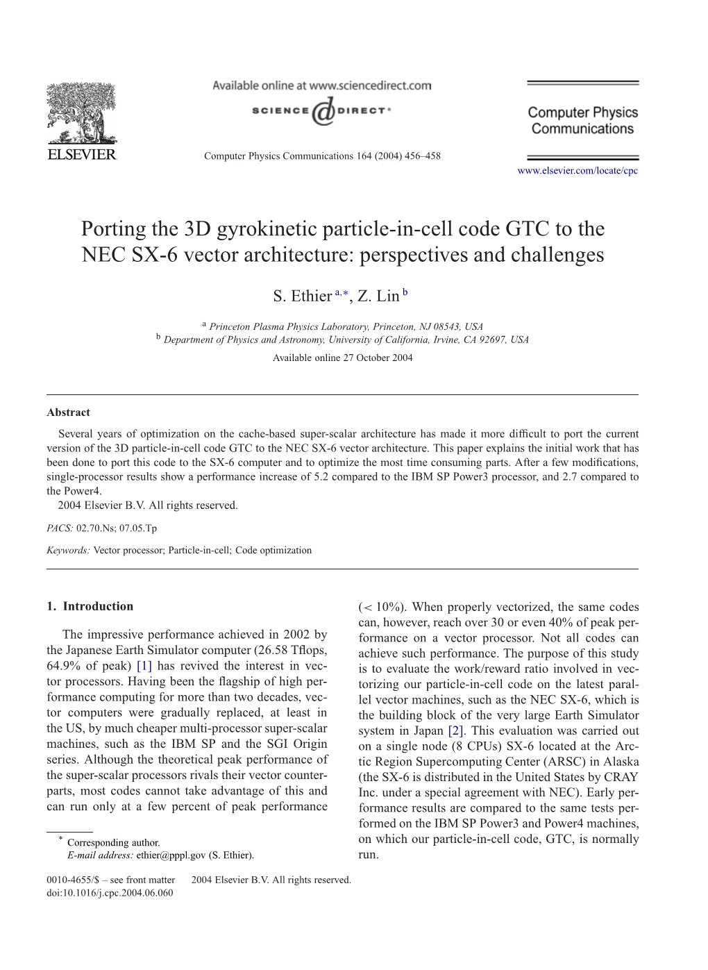 Porting the 3D Gyrokinetic Particle-In-Cell Code GTC to the NEC SX-6 Vector Architecture: Perspectives and Challenges