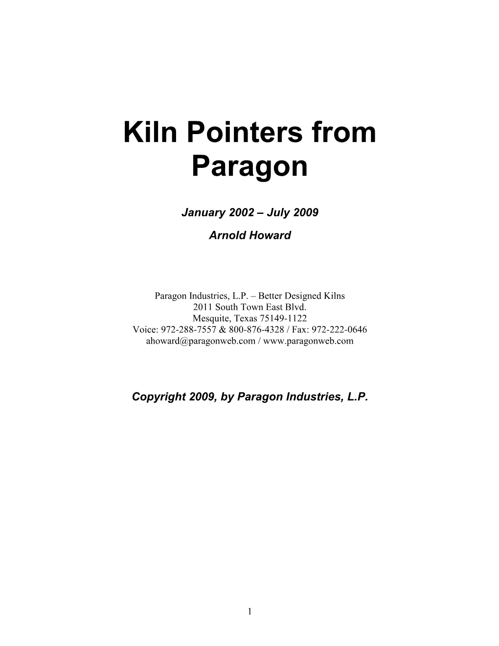 Kiln Pointers from Paragon