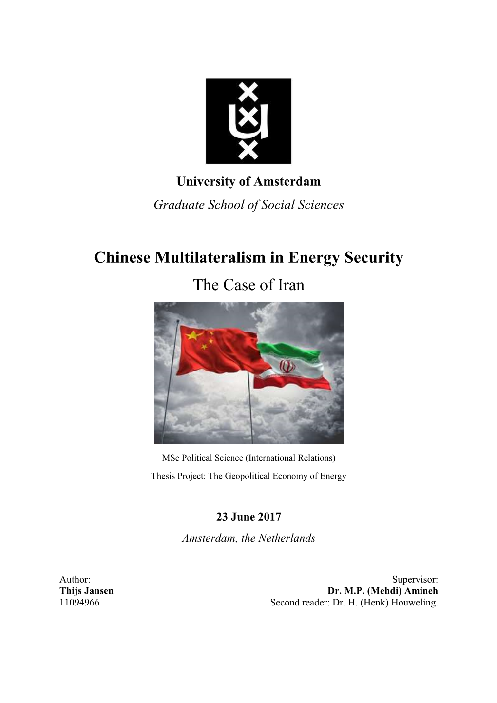 Chinese Multilateralism in Energy Security the Case of Iran