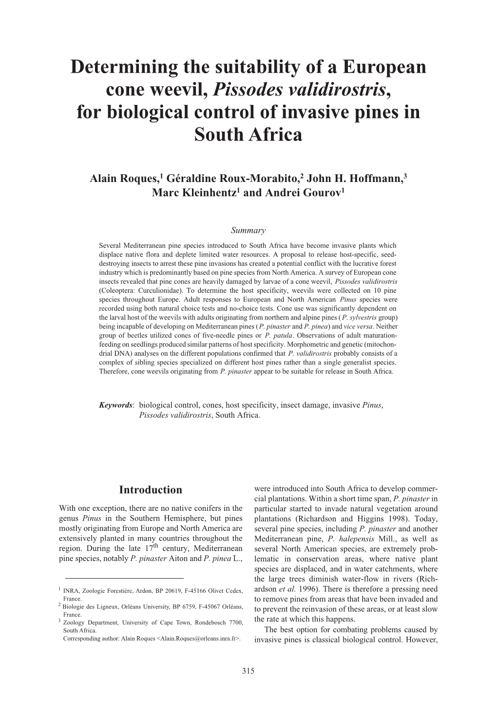 Proceedings of the XI International Symposium on Biological Control of Weeds