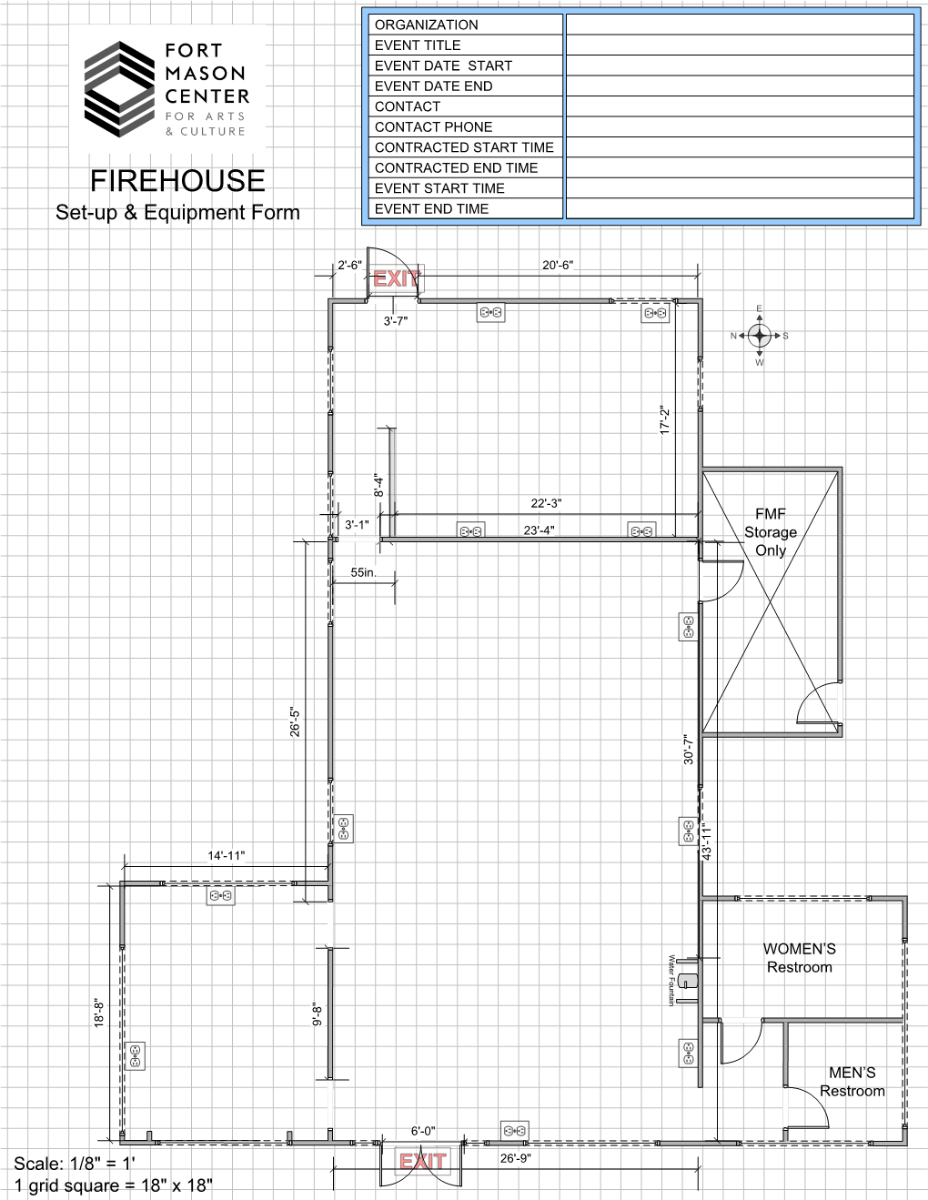 FIREHOUSE EVENT START TIME Set-Up & Equipment Form EVENT END TIME