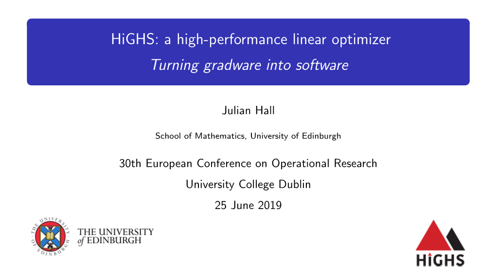 A High-Performance Linear Optimizer 0.2Cm Turning Gradware Into Software