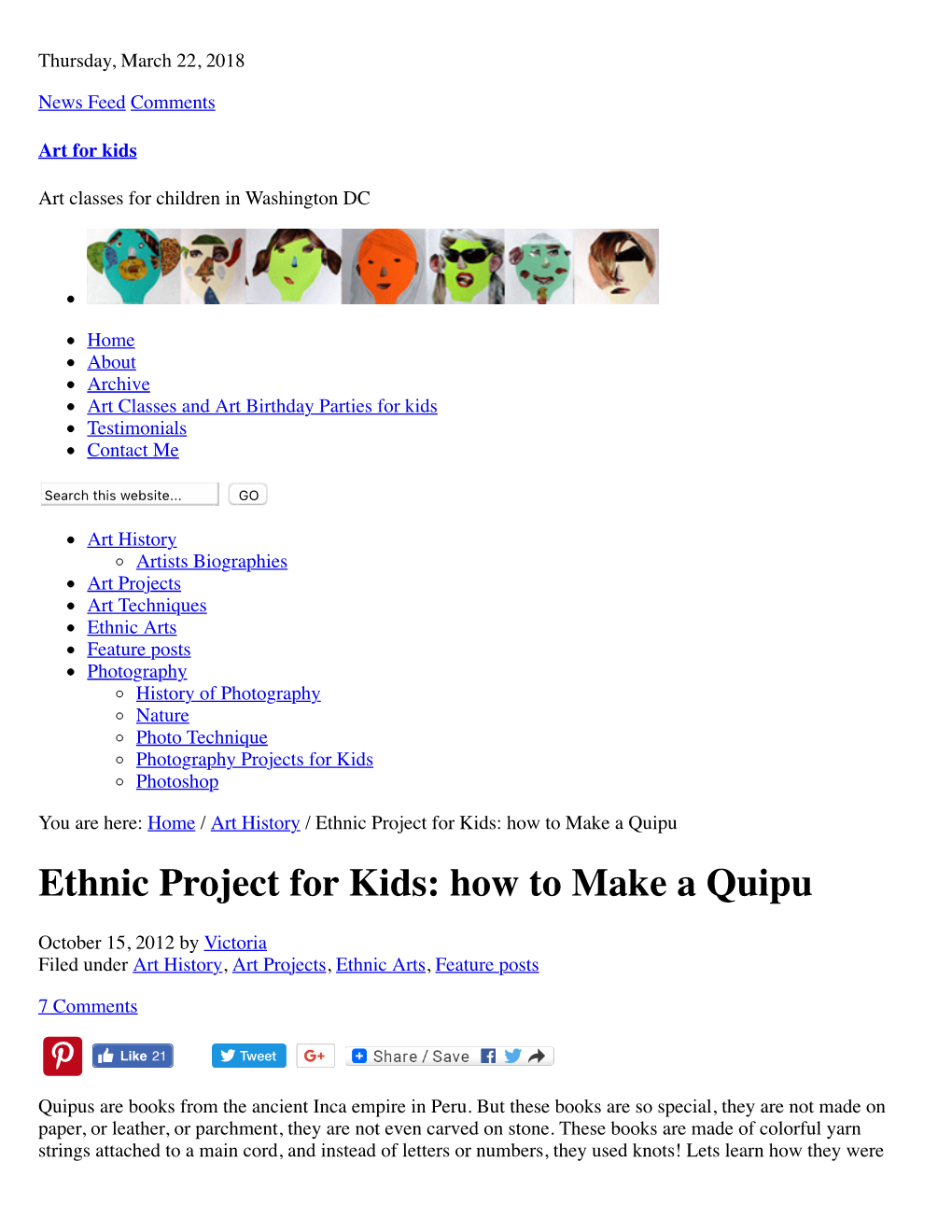 Ethnic Project for Kids: How to Make a Quipu : Art for Kids