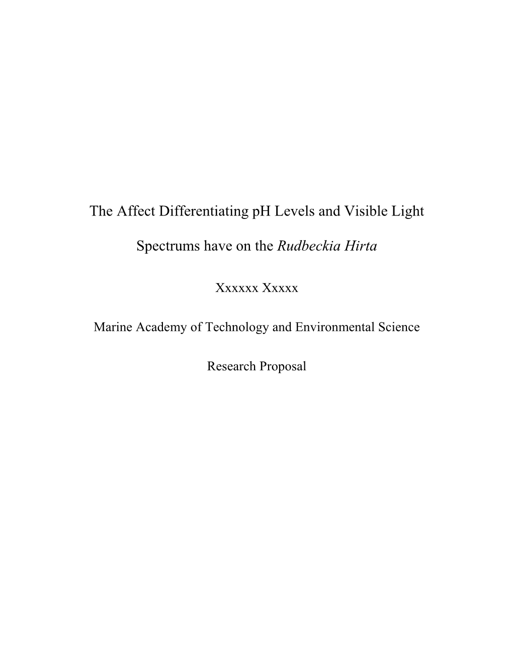 The Affect Differentiating Ph Levels and Visible Light Spectrums Have on the Rudbeckia Hirta