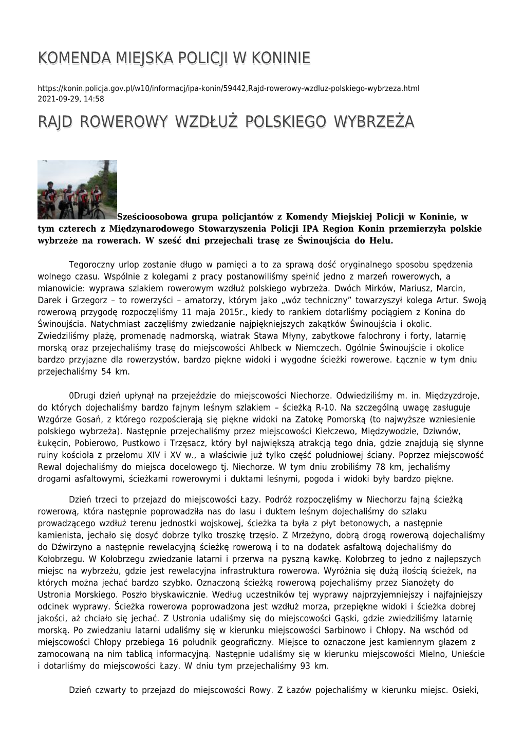 Rajd Rowerowy Wzdłuż Polskiego Wybrzeża