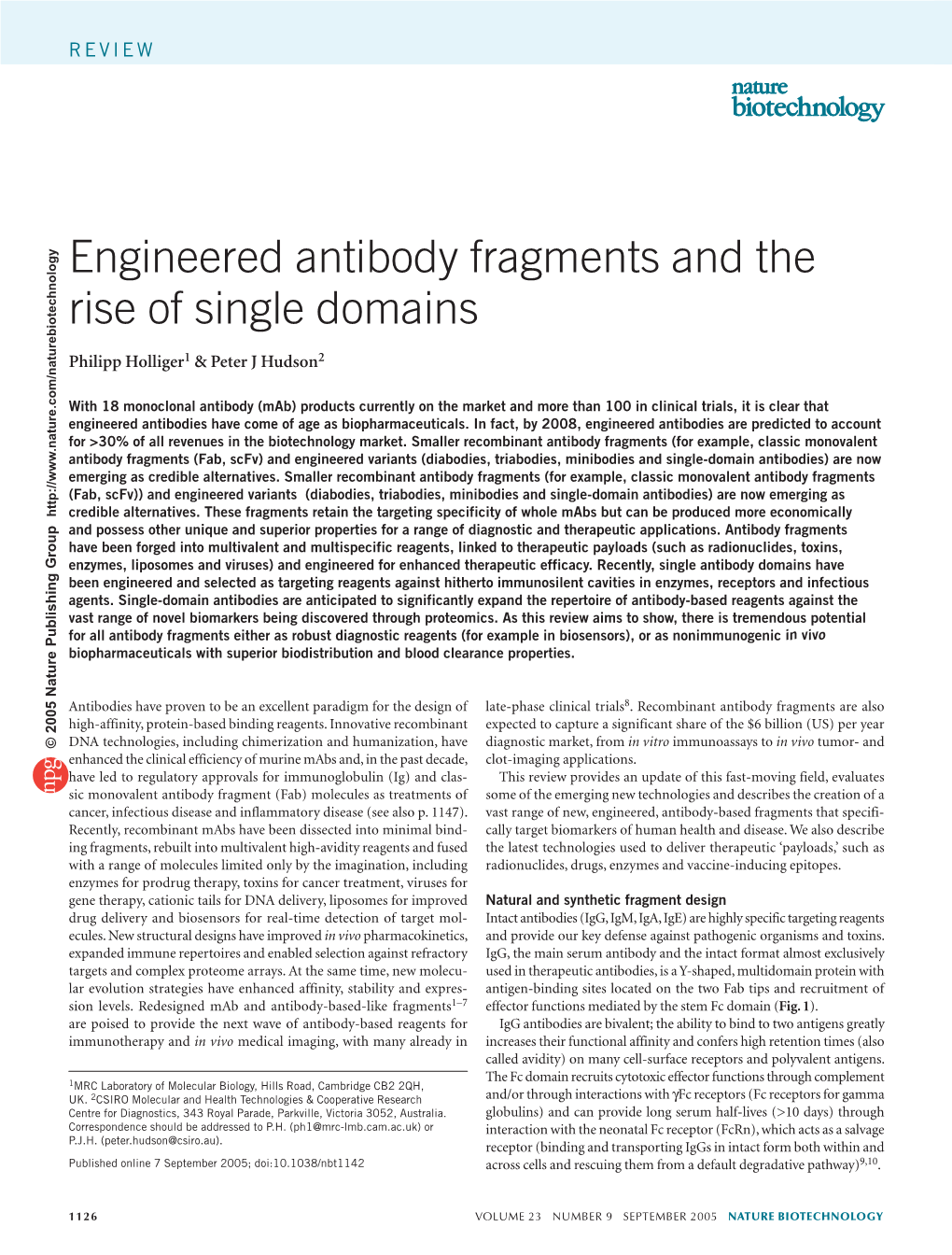 Engineered Antibody Fragments and the Rise of Single Domains