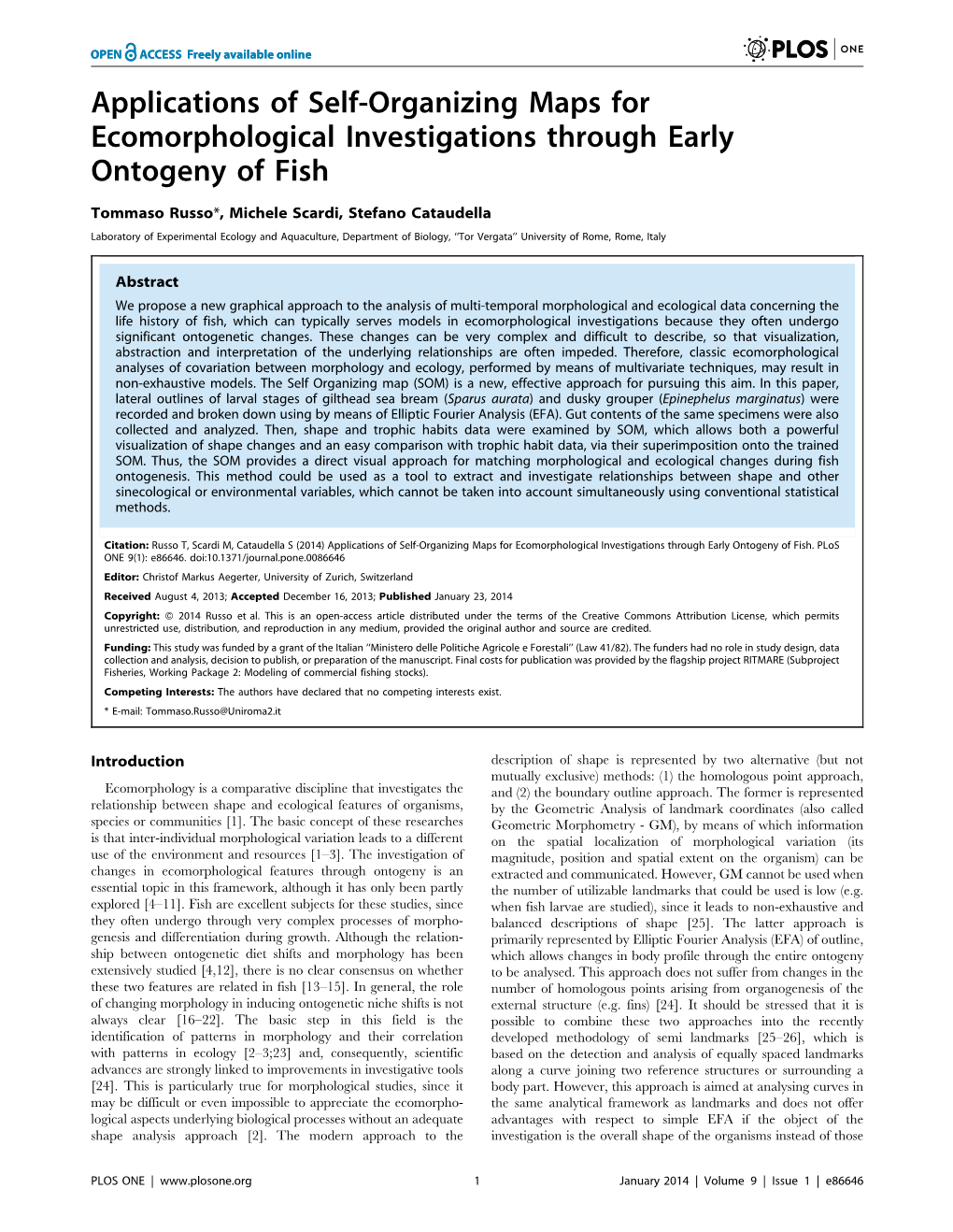 Applications of Self-Organizing Maps for Ecomorphological Investigations Through Early Ontogeny of Fish