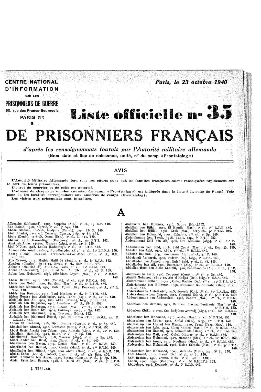Liste Officielle 35 De Prisonniers Français 23 10 1940.Pdf