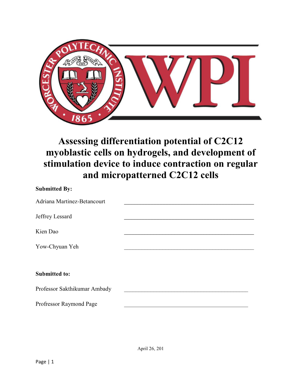 Assessing Differentiation Potential of C2C12 Myoblastic Cells On