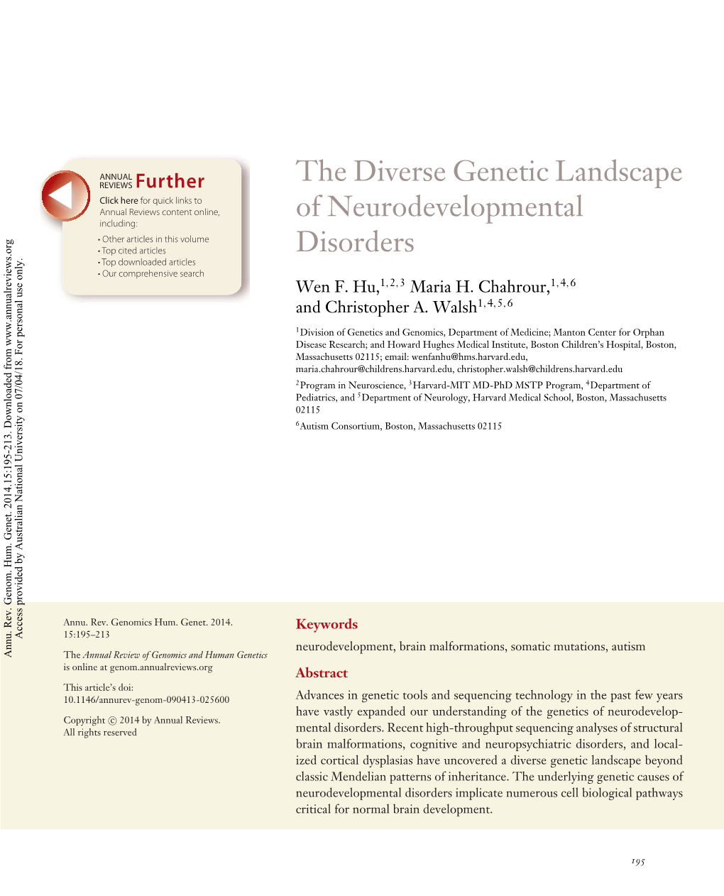 The Diverse Genetic Landscape of Neurodevelopmental Disorders