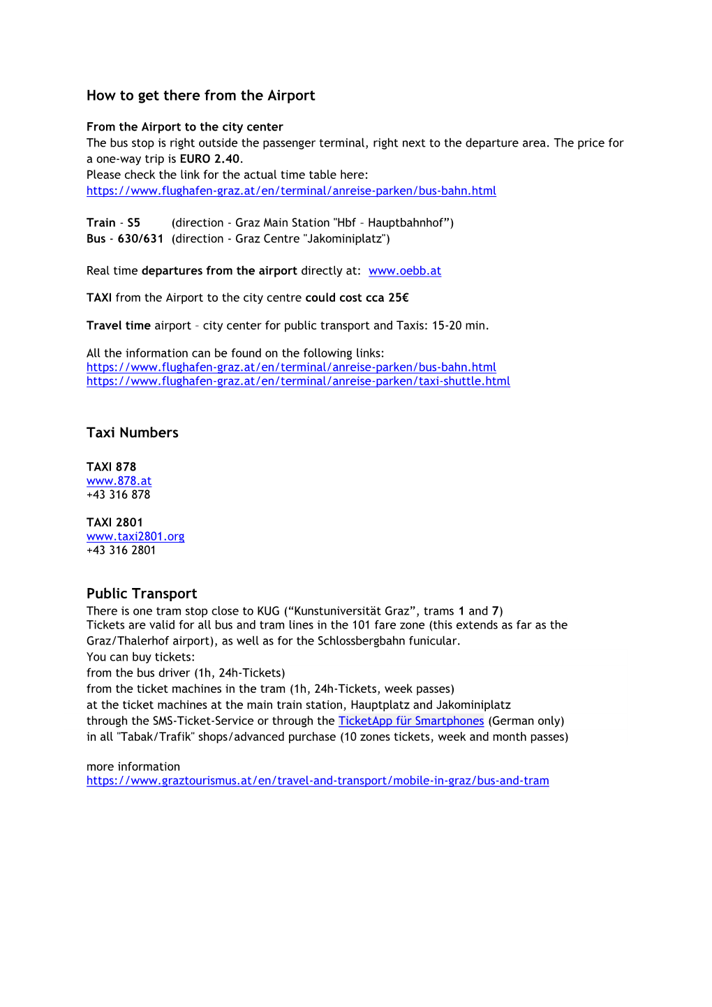 How to Get There from the Airport Taxi Numbers Public Transport