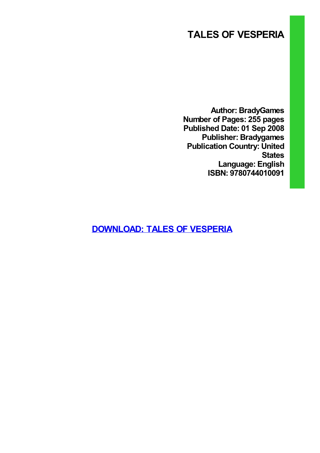 {PDF} Tales of Vesperia