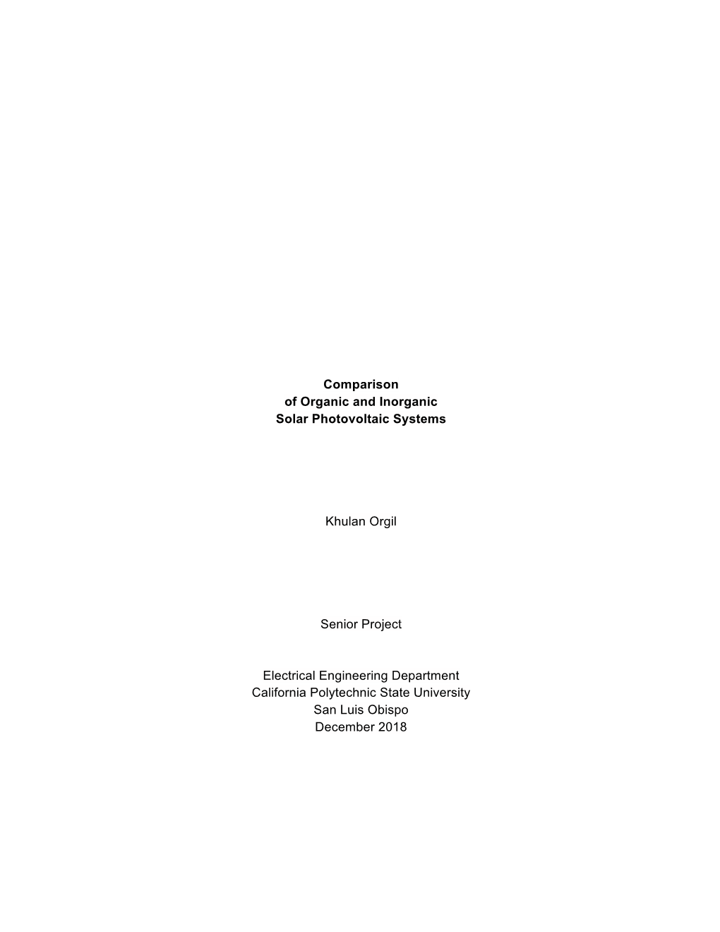 Comparison of Organic and Inorganic Solar Photovoltaic Systems