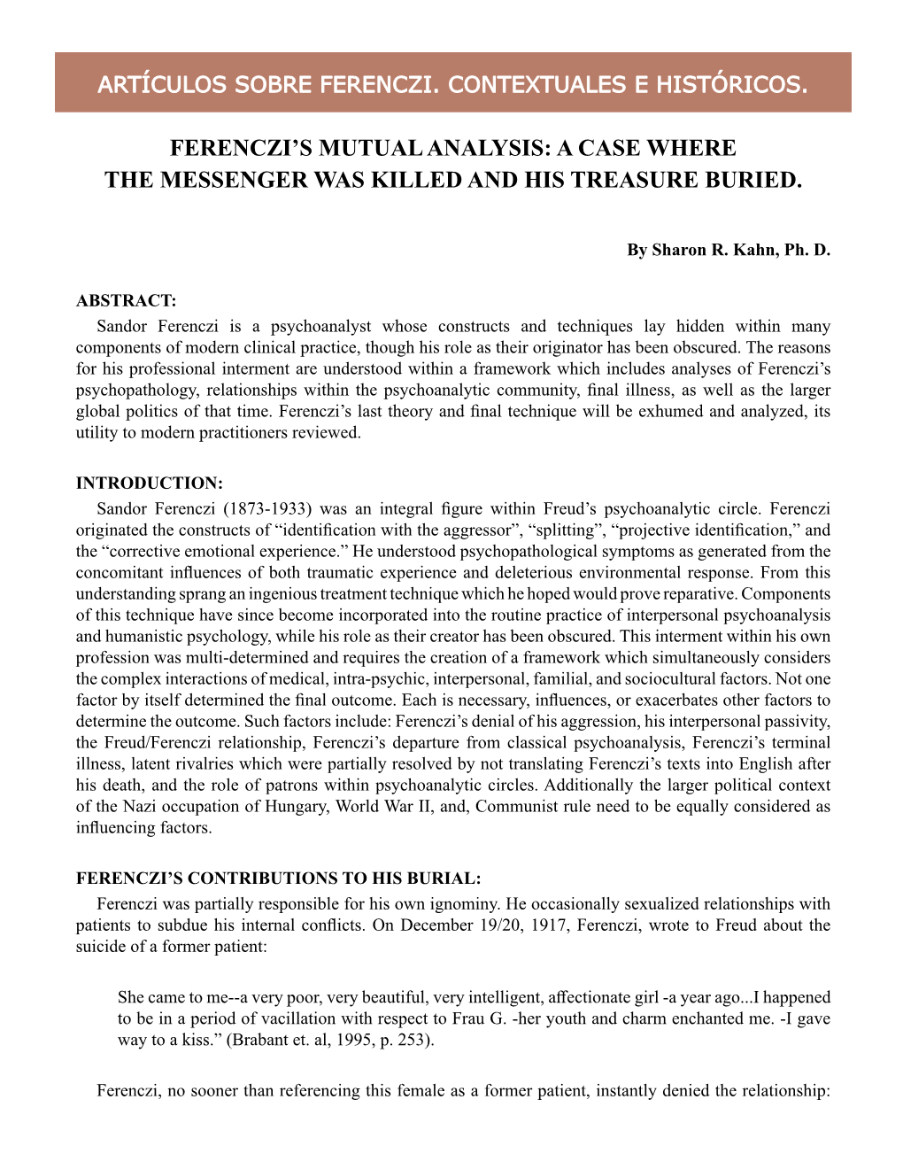 Ferenczi's Mutual Analysis