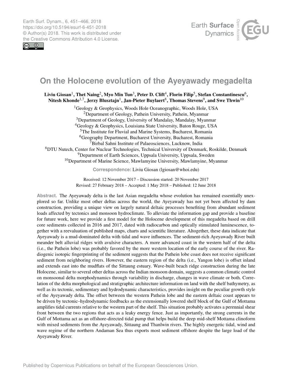 On the Holocene Evolution of the Ayeyawady Megadelta