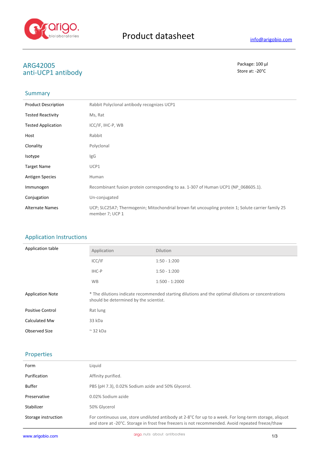 Anti-UCP1 Antibody (ARG42005)