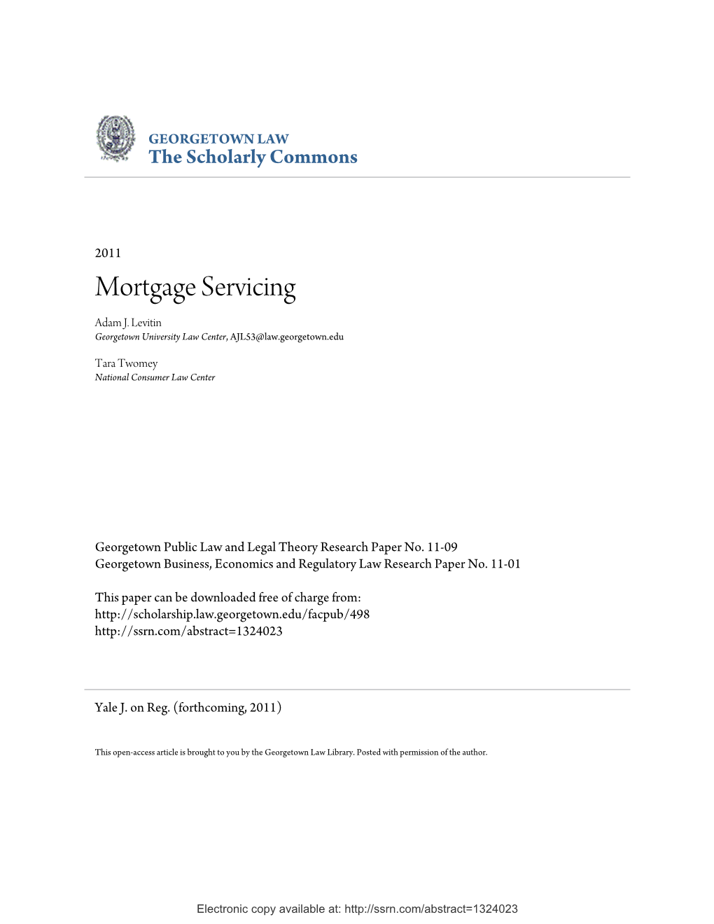 Mortgage Servicing Adam J