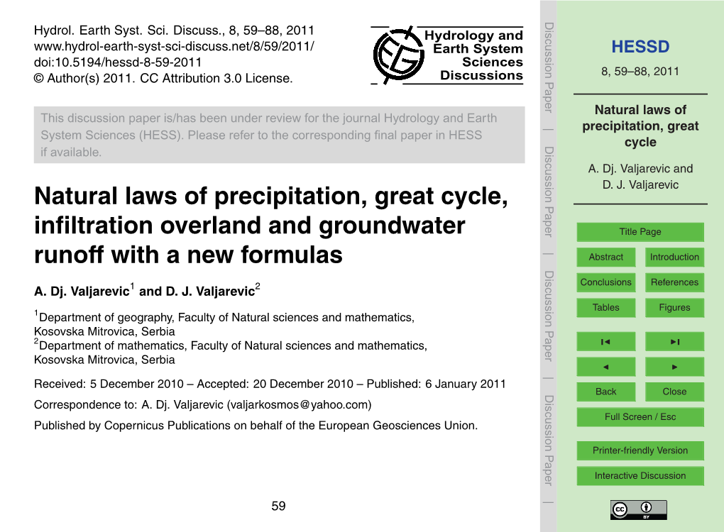 Natural Laws of Precipitation, Great Cycle, D