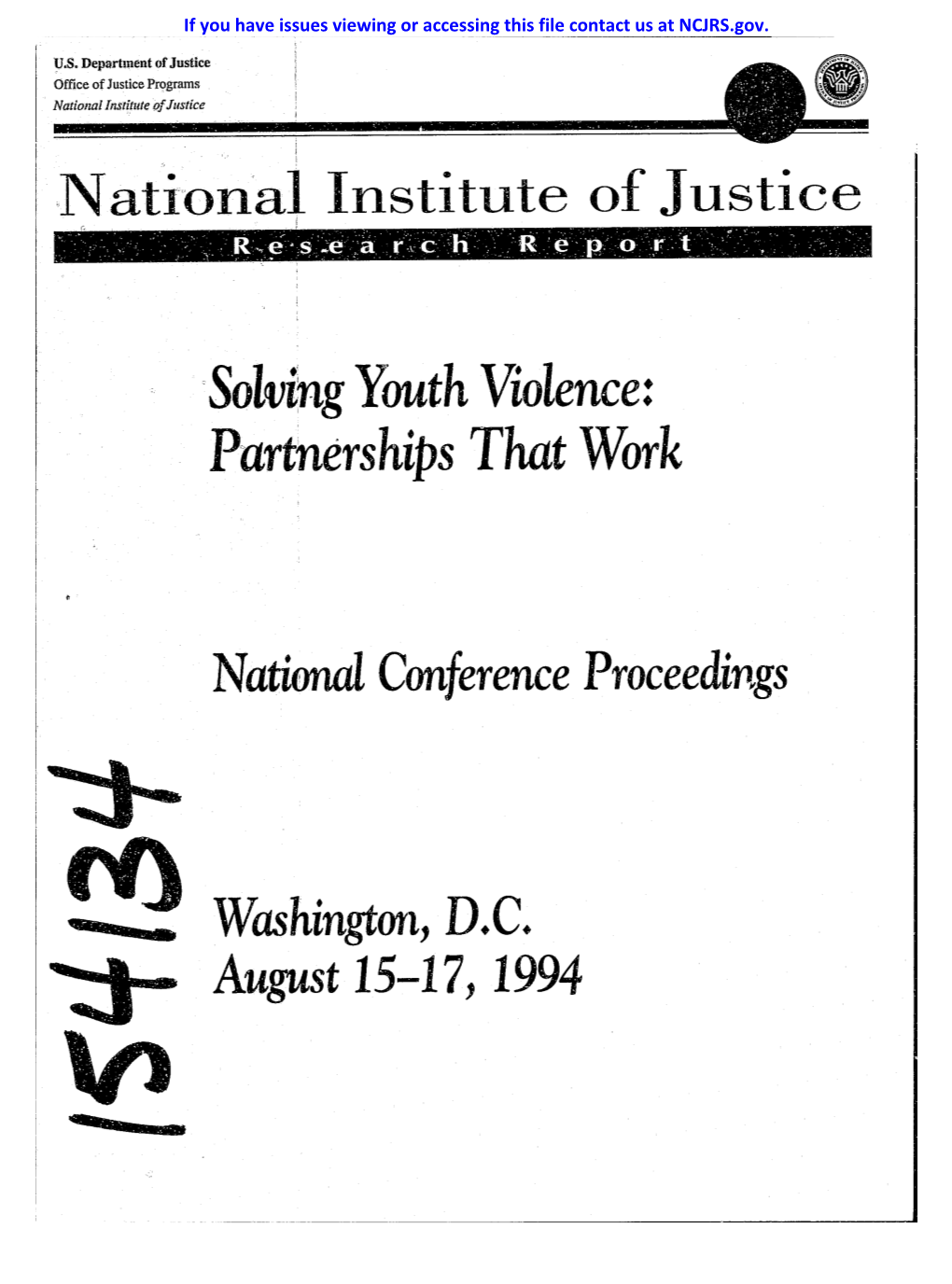 Solving Youth Violence: Partnerships That Work