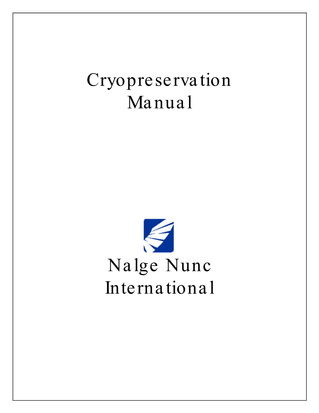 Nalge Nunc Cryopreservation Manual