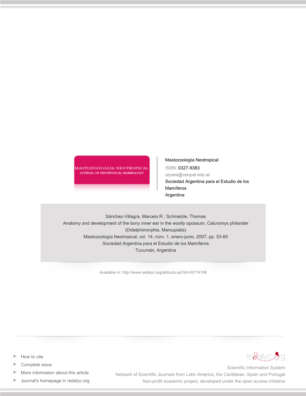 Redalyc.Anatomy and Development of the Bony Inner Ear in the Woolly