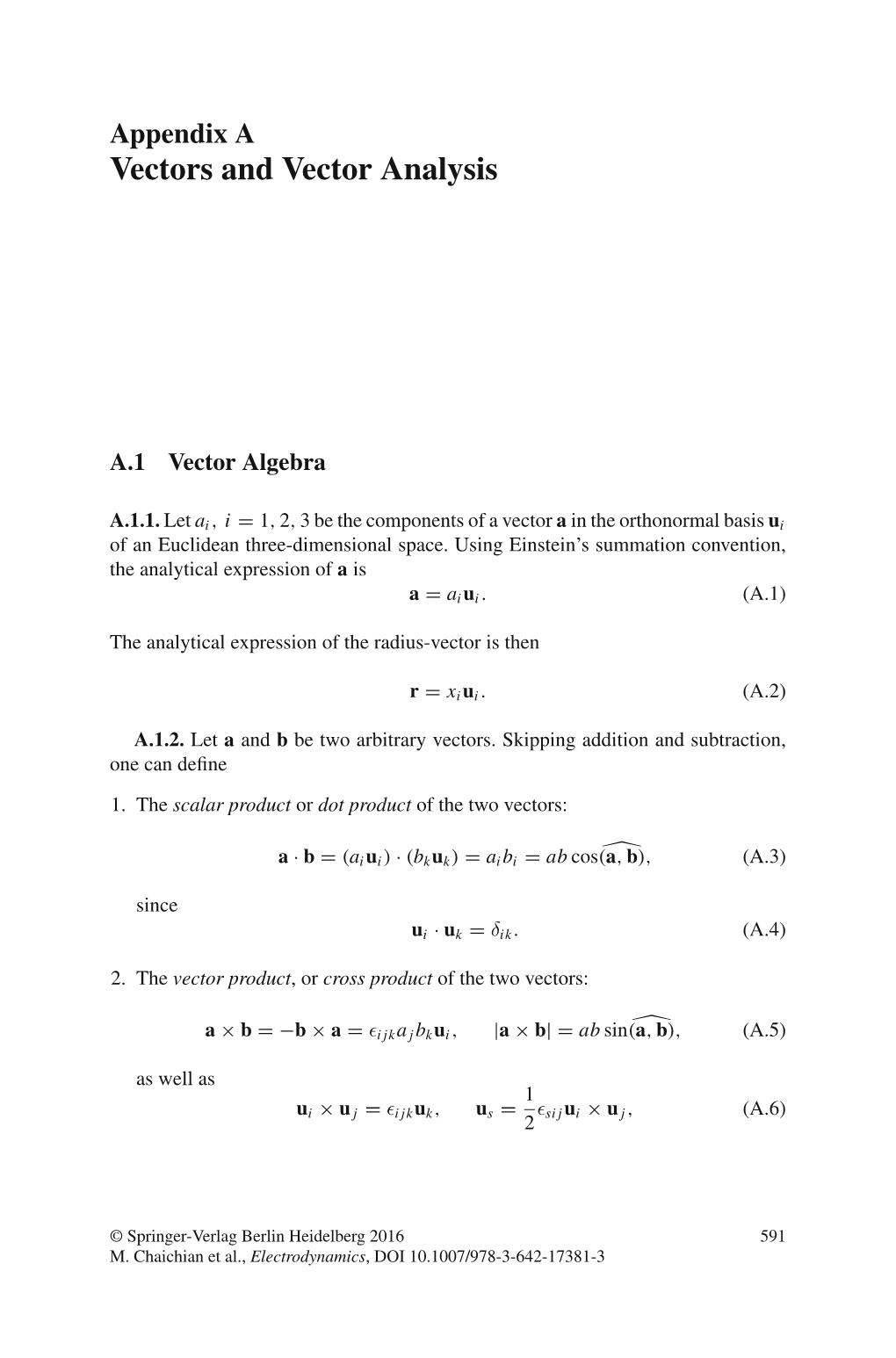 Vectors and Vector Analysis