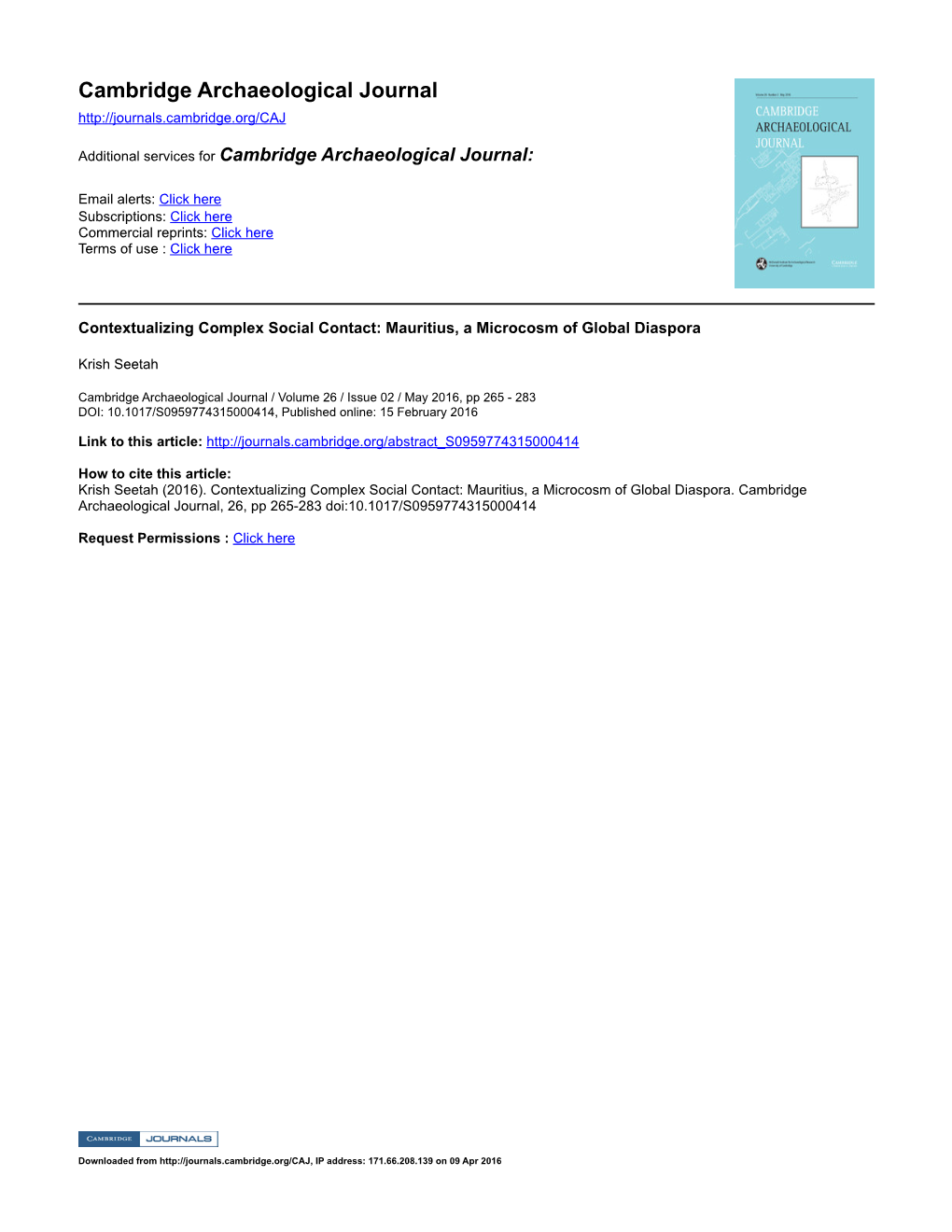 Cambridge Archaeological Journal