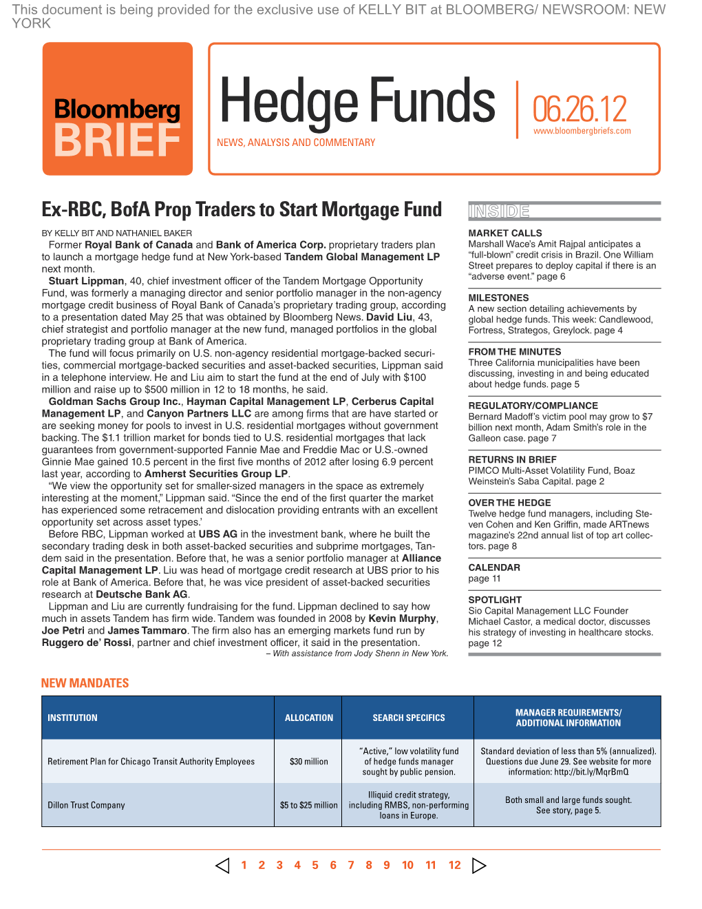 Bloomberg Hedge Funds 06.26.12