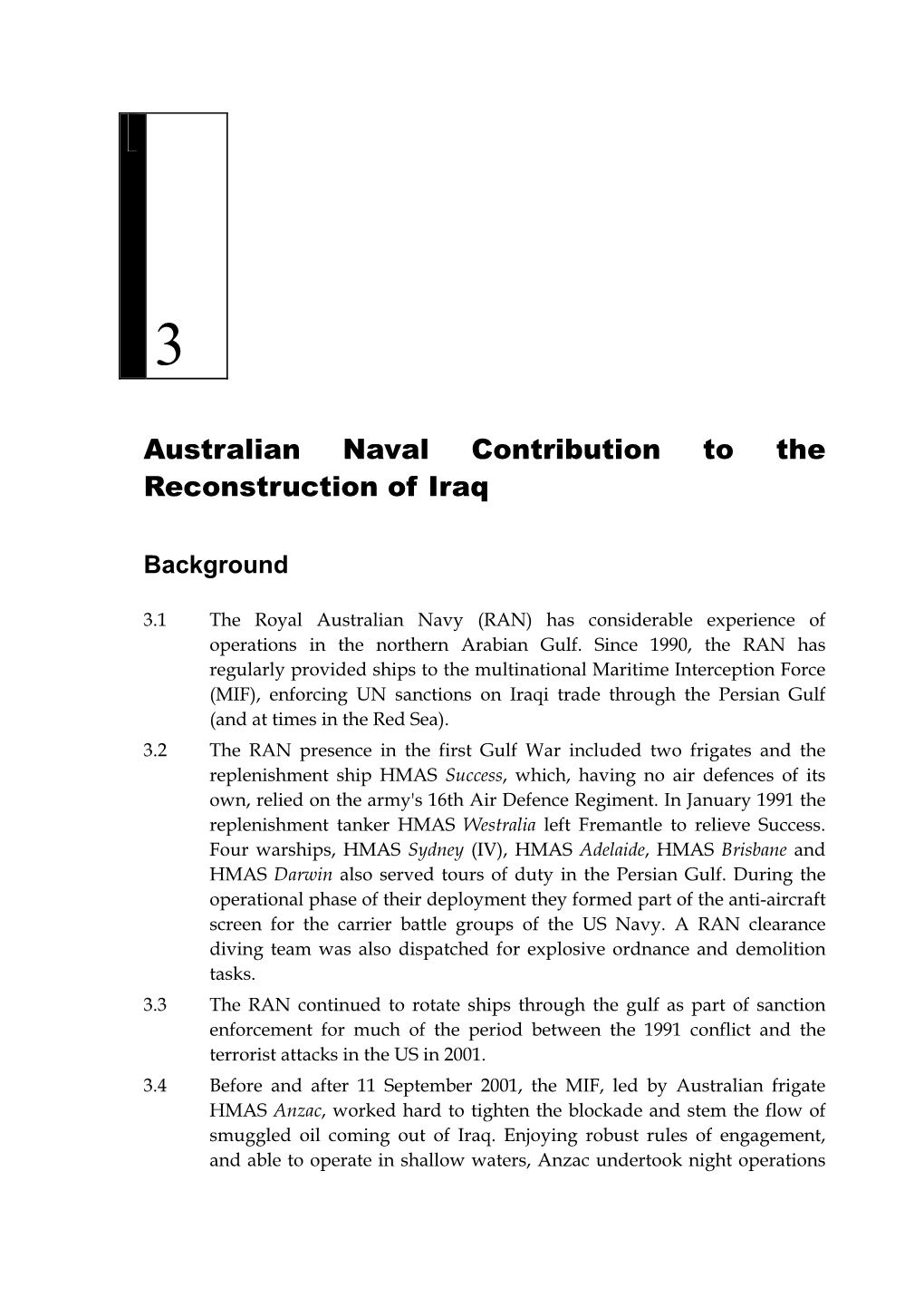 Chapter 3: Australian Naval Contribution to the Reconstruction of Iraq