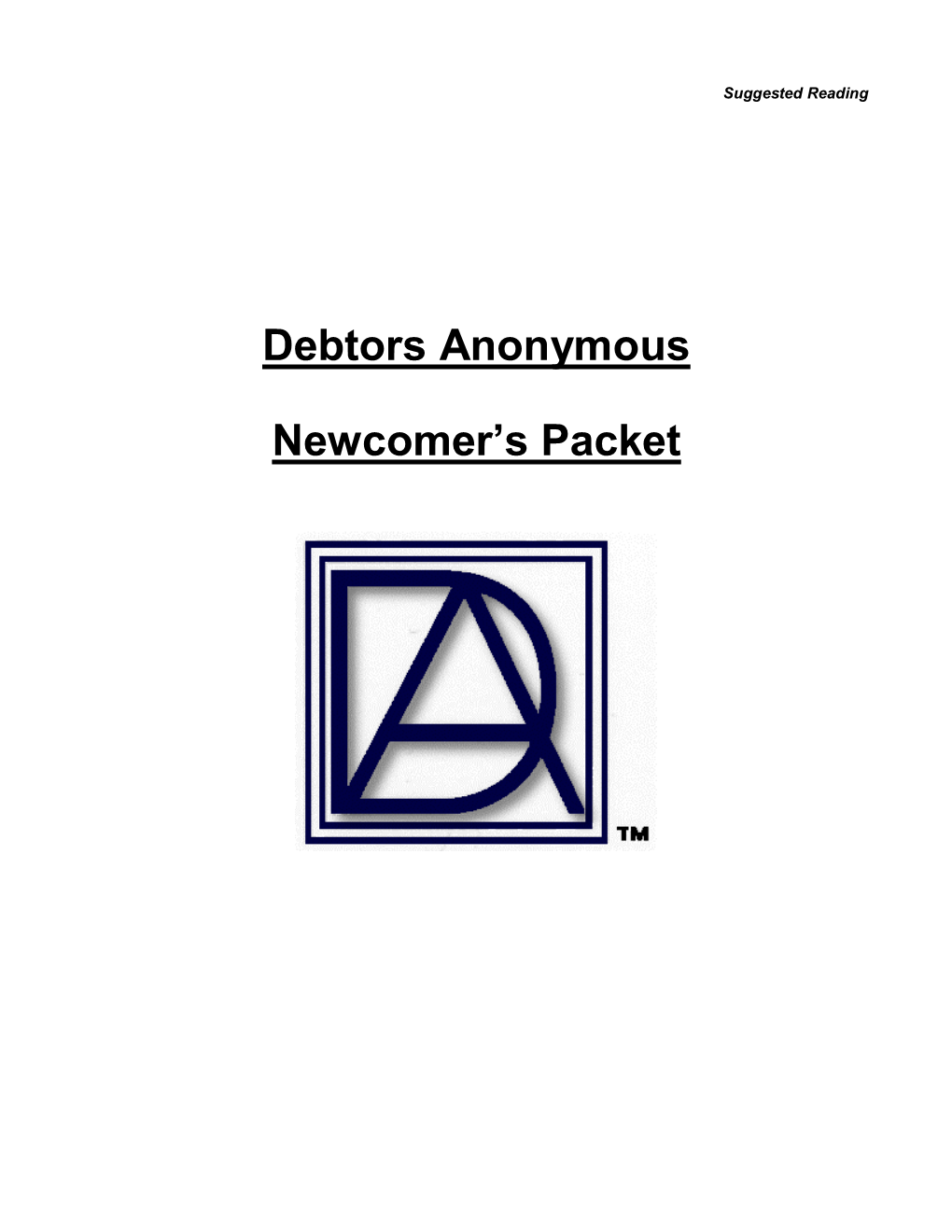 Debtors Anonymous Newcomer's Packet