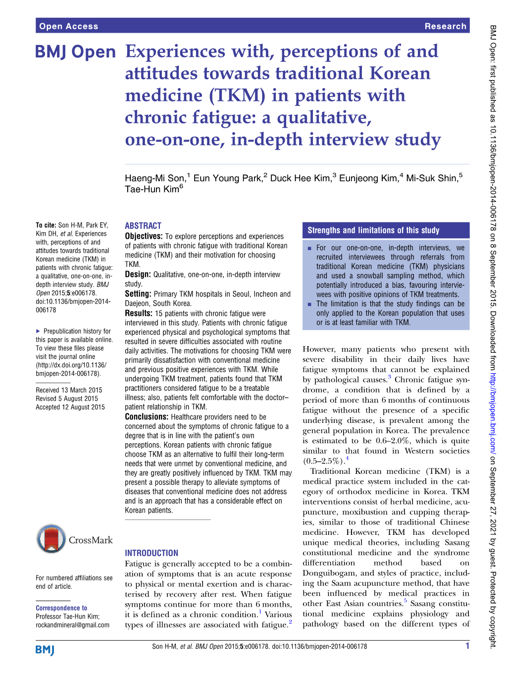 In Patients with Chronic Fatigue: a Qualitative, One-On-One, In-Depth Interview Study