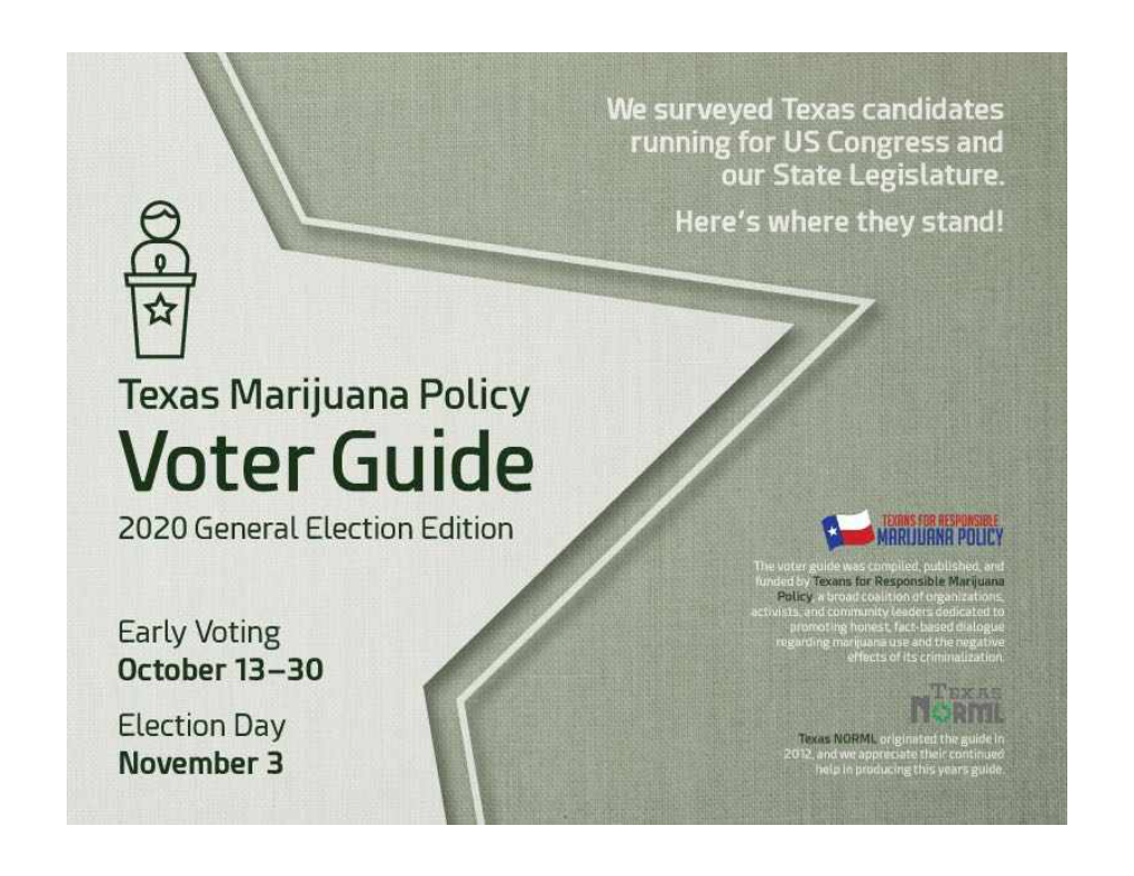 Texas Marijuana Policy Voter Guide 2020 General Election – U.S
