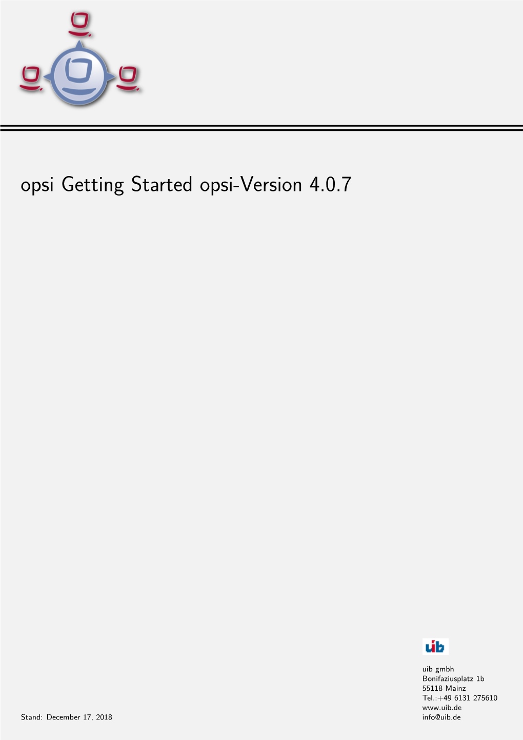 Opsi Getting Started Opsi-Version 4.0.7