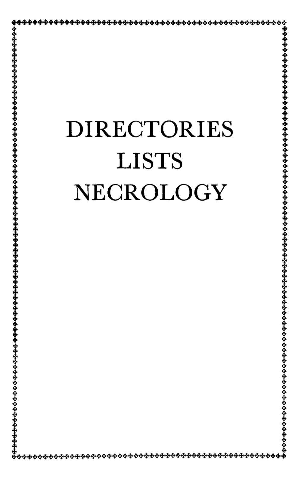 DIRECTORIES LISTS NECROLOGY List of Abbreviations