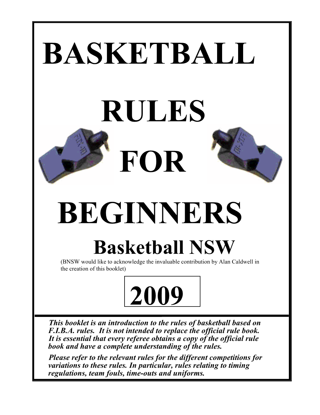 Basketball Rules for for Beginners