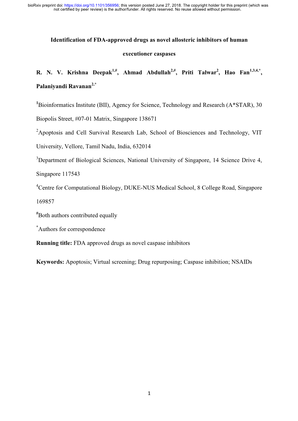 Identification of FDA-Approved Drugs As Novel Allosteric Inhibitors of Human